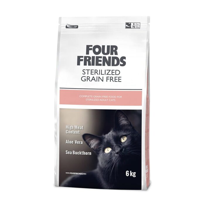 Four Friends Sterilized Grain Free беззерновой сухой корм для стерилизованных /кастрированных кошек с уткой, индейкой и курицей, 6 кг — изображение 1