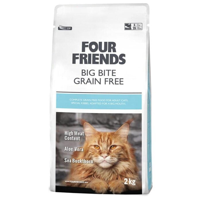 Four Friends Big Bite Grain Free bezgraudu sausā barība lieliem kaķiem ar pīli, tītaru un vistu 2 kg - Image 1