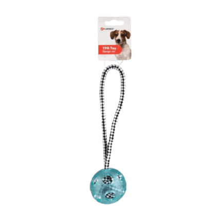 Flamingo  rotaļlieta DT kokvilnas aukla ar TPR gumijas bumbu Djengo blue 25 cm 519721