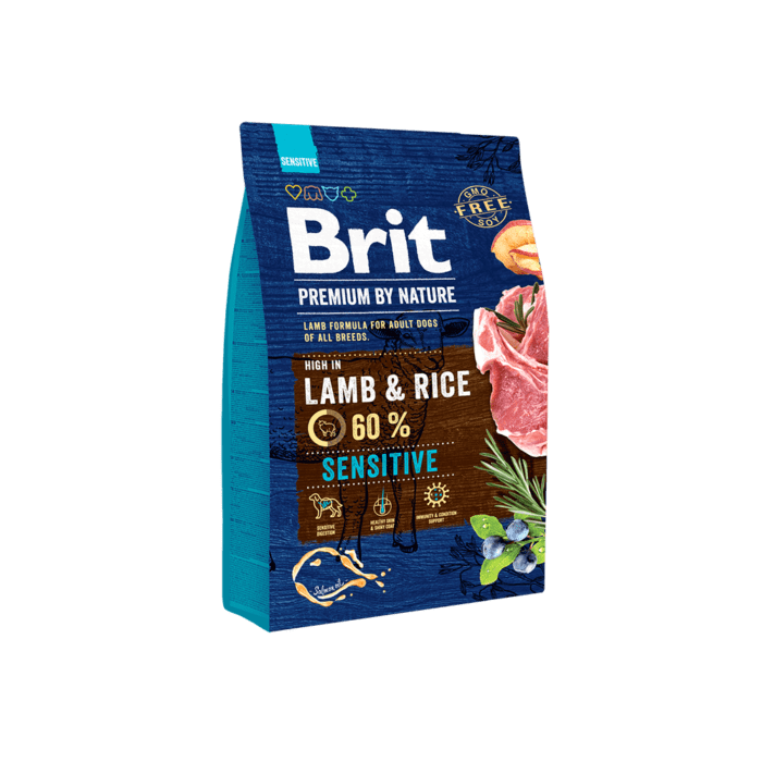 Brit Premium By Nature Sensitive Lamb sausā barība jutīgiem suņiem Jērs, 3 kg - Image 1