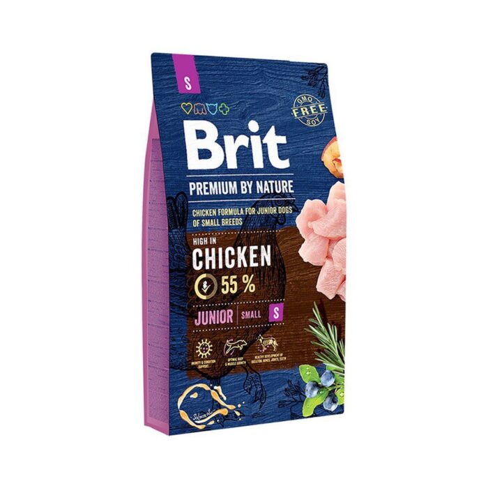 Brit Premium By Nature Junior S cухой корм для щенков маленьких пород Курица, 8 кг — изображение 1