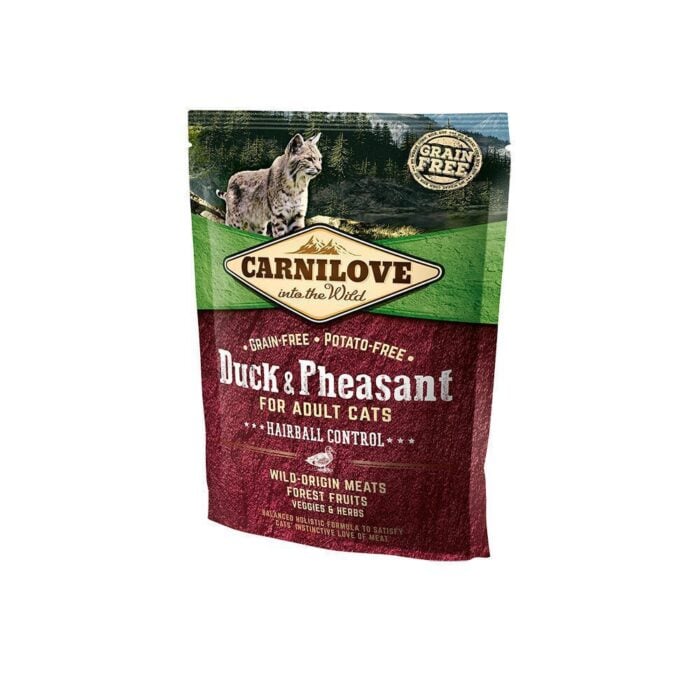 Carnilove Cat HAIRBALL CONTROL Duck & Pheasant bezgraudu sausā kaķu barība Pīle, fazāns, 0.4 kg - Image 1