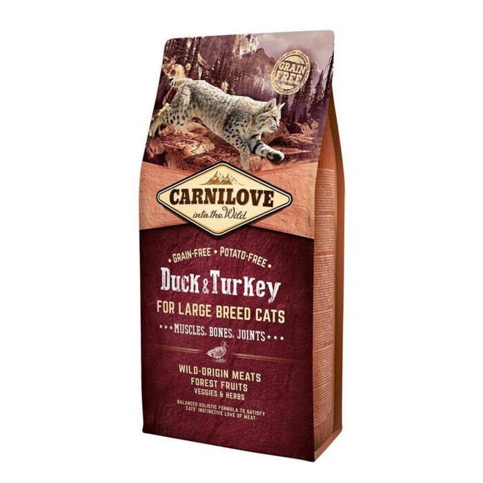 Carnilove Cat LARGE BREED Duck & Turkey bezgraudu sausā kaķu barība Pīle, tītars, 6 kg - Image 1