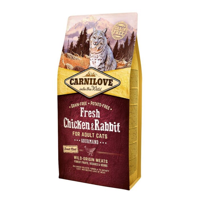 Carnilove Cat Fresh Chicken & Rabbit bezgraudu sausā kaķu barība Svaiga vista, trusis, 6 kg - Image 1