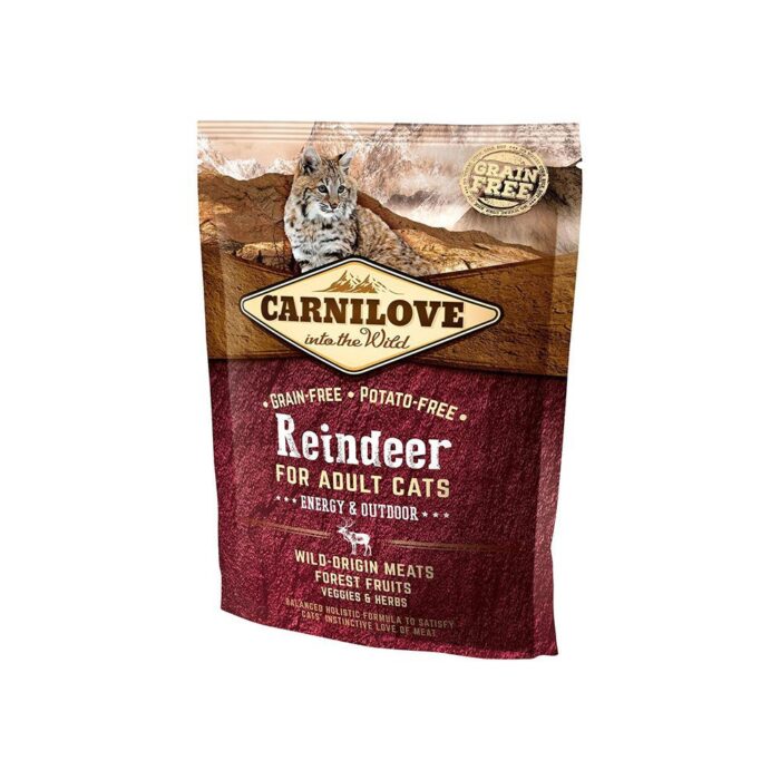 Carnilove Cat ENERGY & OUTDOOR Reindeer беззерновой cухой корм для кошек Оленина, кабан, 0.4 кг — изображение 1