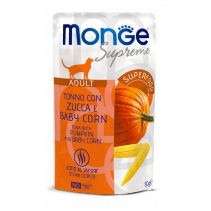 Monge Supreme pouches Tuna with pumpkin&baby corn Adult 80g - konservi kaķiem