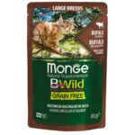 Monge BWILD pouches Cat Large Breed buffalo with vegetables 85g - konservi kaķiem