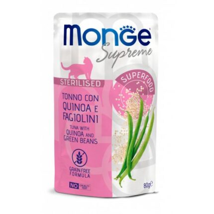 Monge Supreme pouches Tuna with quinoa&green beans Sterilised 80g - konservi kaķiem