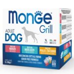 Monge Grill Multipacks Beef, Cod, Chicken and Turkey 12x100 g - konservi suņiem