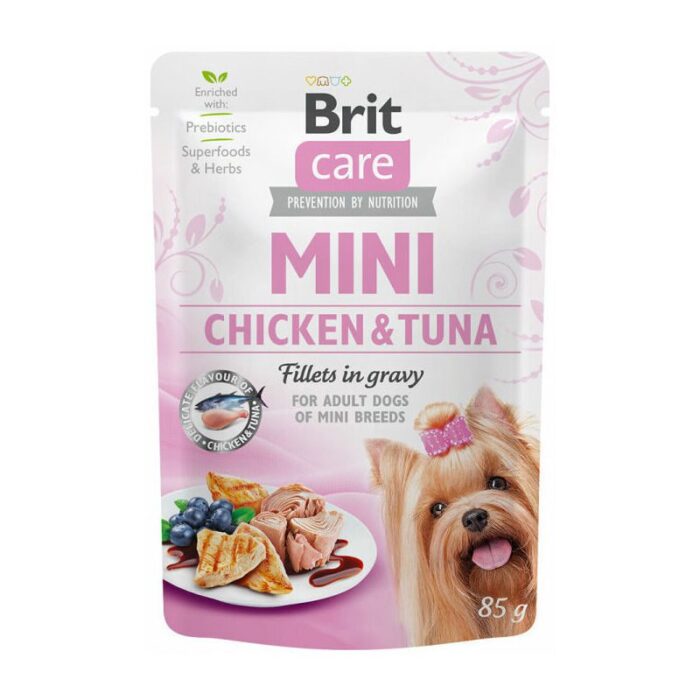 Brit Care Mini wet Chicken & Tuna fillets in gravy mitrā barība suņiem, 85 g - Image 1