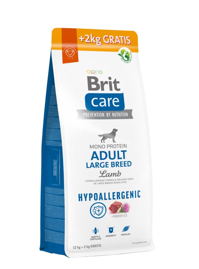 Brit Care Hypoallergenic Adult Large Breed Lamb & Rice cухой корм для собак Баранина, рис, 12 кг + 2 кг — изображение 1
