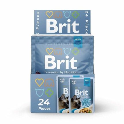Brit Premium Cat Delicate Fillets in Gravy with Chicken konservi kaķiem, 24x85 g