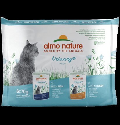 Almo Nature HOLISTIC URINARY HELP с рыбой и с курицей, 6x70г