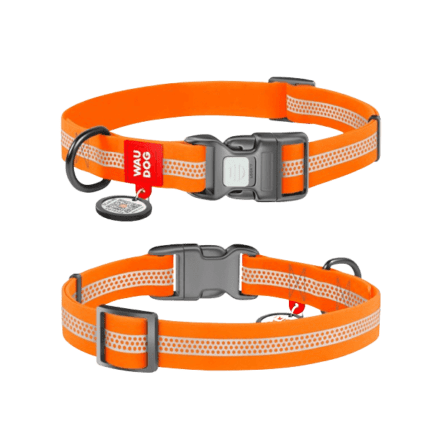 WAUDOG – kakla siksna suņiem ar QR pasi, Collartex, atstarojoša, ūdensnecaurlaidīga, XL, 38-58 cm x 25 mm, oranža