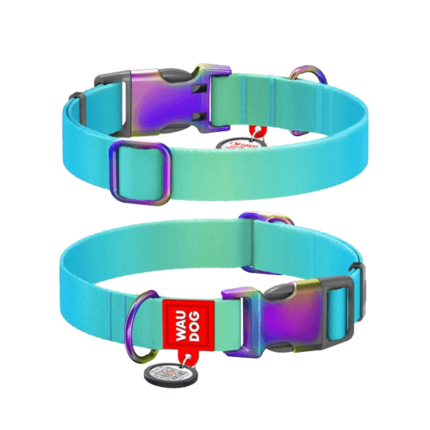 WAUDOG – kakla siksna suņiem ar QR pasi, pārstr. neilona S, L 25-35 cm x 15 mm, zils