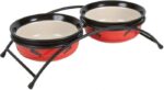 Trixie Paliknis ar bļodām Eat on Feet Bowl Set, 2*0.25 l/12.5 cm, red/black/cream