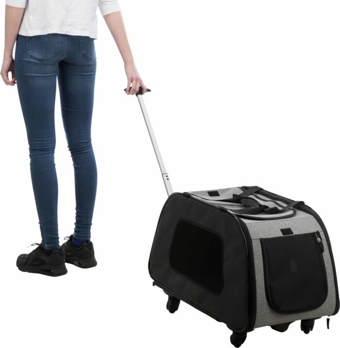Trixie Čemodāns dzīvnieku pārvadāšanai Trolley, removable chassis, 34 × 43 × 67 cm, black/grey — изображение 7