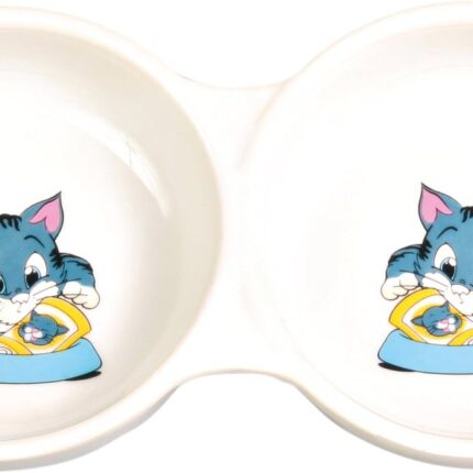 Trixie Keramiskā bļoda kaķiem Double Bowl, 2*0.15l/11cm, white
