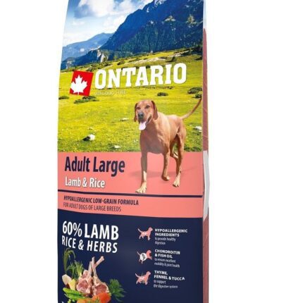 Ontario Sausa barība suņiem Dog Adult Large Lamb, Rice and Turkey, 12 kg