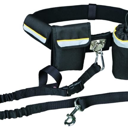 Trixie Pavada skriešanai Waist belt with leash, belt 60–120 cm/40 mm, leash 1.00–1.35 m/25 mm, black/graphite