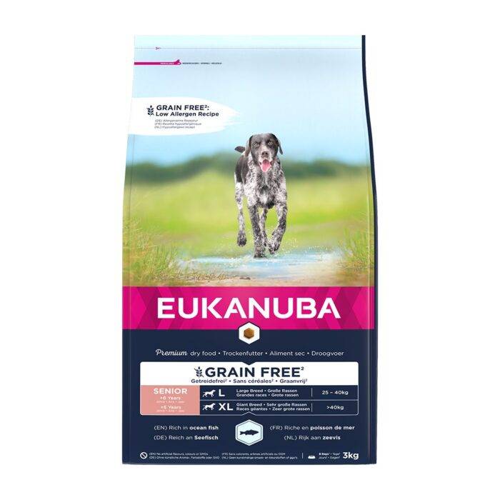 Eukanuba Sausa barība suņiem Senior Large Grain Free ocean fish, 3 kg — изображение 1