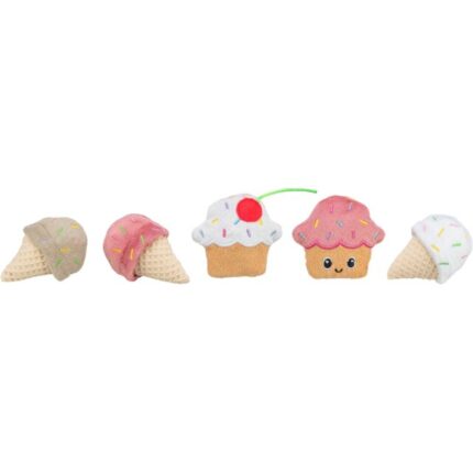 Trixie Rotaļlieta kaķiem Ice cream and cupcake, plush, catnip, 7 cm, (36 gab.)
