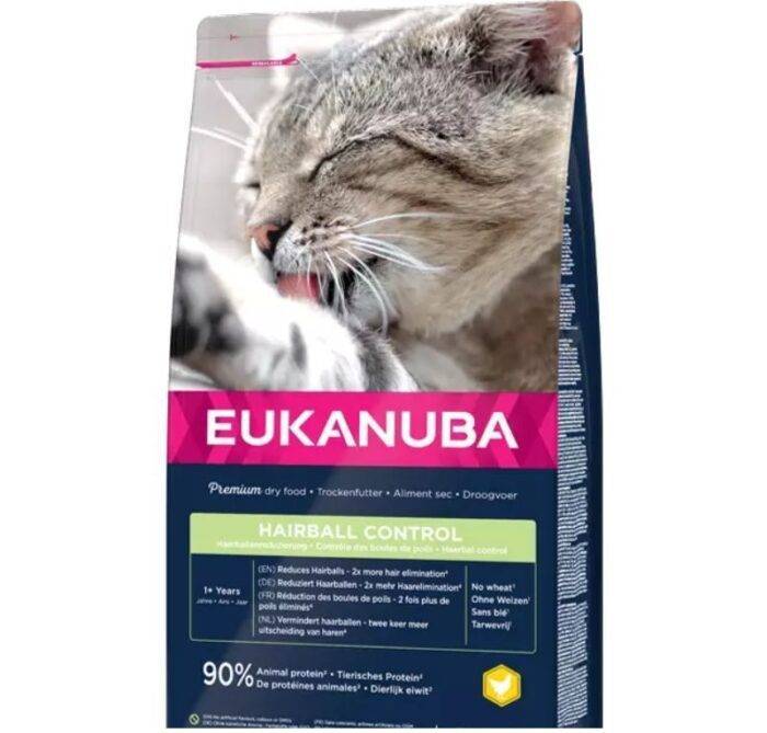 Eukanuba Sausā barība kaķiem CAT Adult HAIRBALL CONTROL Chicken 10 kg - Image 1