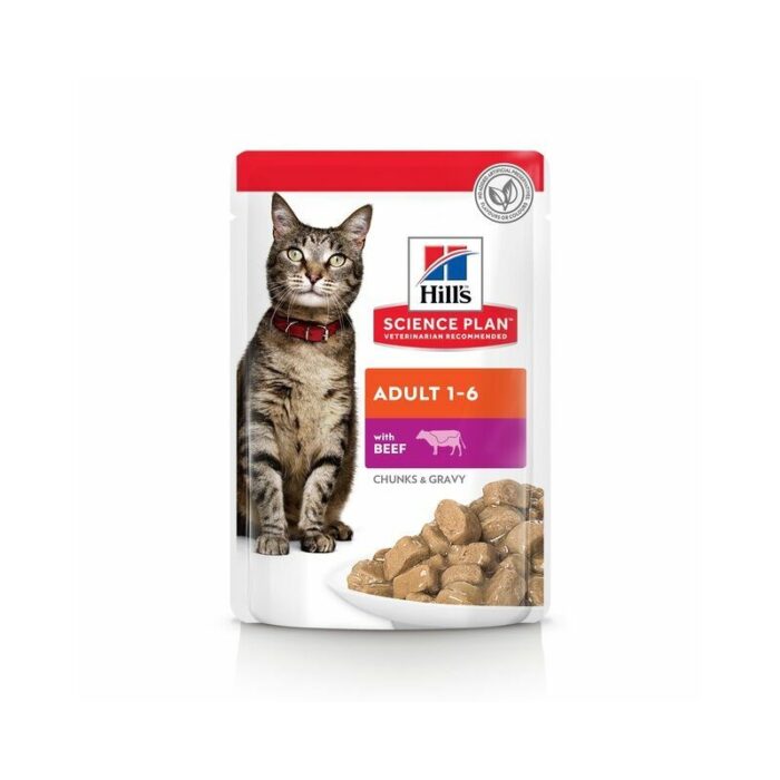 Hills Science Plan Cat Adult with beef 12 x 85g konservi kaķiem — изображение 1