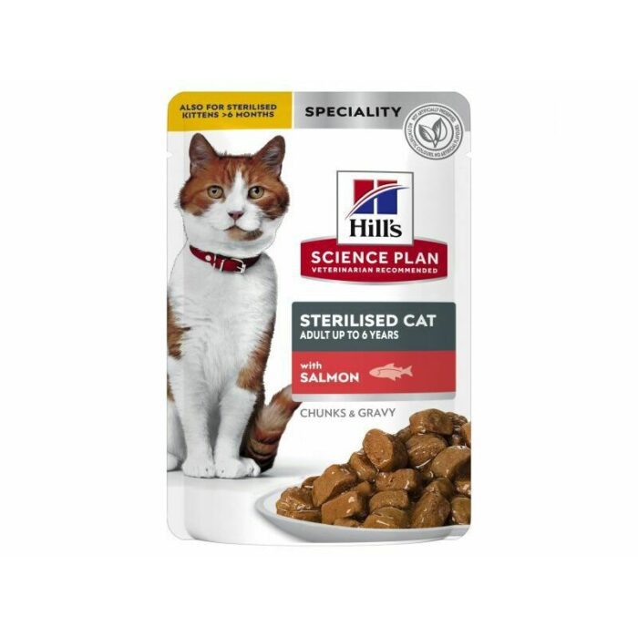 Hills Science Plan Cat Sterilised Adult with salmon 12 x 85 g mitrā barība kaķiem — изображение 1