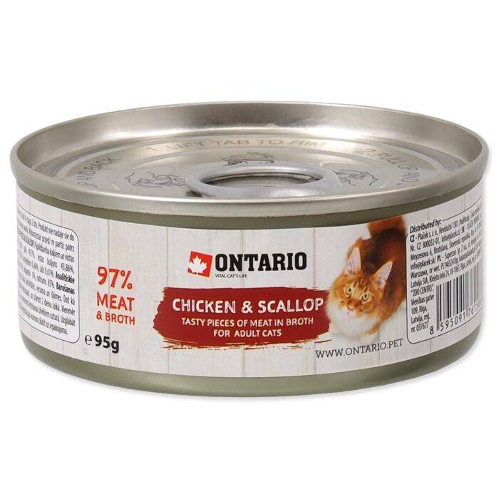 Ontario Cat can Chicken Pieces+Scallop 95g` - Image 1