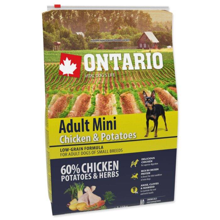 Ontario Sausa barība suņiem Dog Adult Mini Chicken and Potatoes, 2,25 kg - Image 1