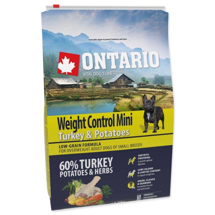 Ontario Sausa barība suņiem Dog Mini Weight Control Turkey & Potatoes, 2,25 kg - Image 1