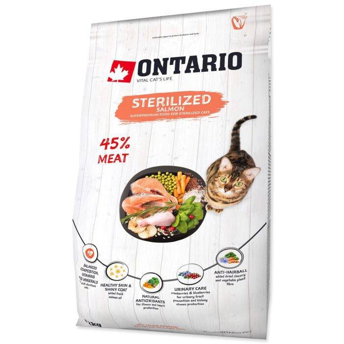 Ontario Sausā barība kaķiem Cat Sterilised Salmon, 2 kg - Image 2