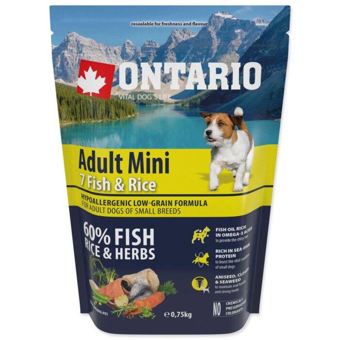 Ontario Sausa barība suņiem Dog Adult Mini Fish and Rice, 750 gr - Image 2