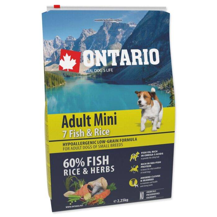 Ontario Sausa barība suņiem Dog Adult Mini Fish and Rice, 2.25kg - Image 2