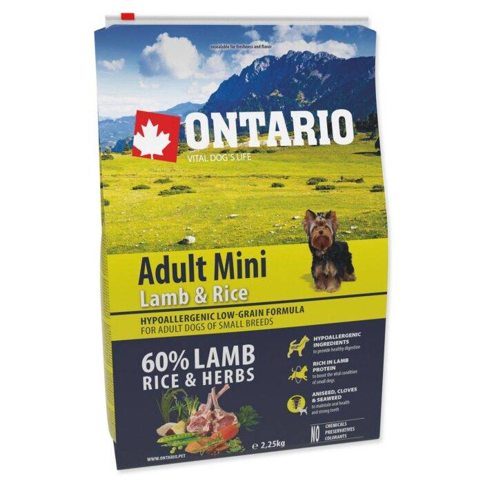 Ontario Sausa barība suņiem Dog Adult Mini Lamb and Rice, 2.25kg - Image 2