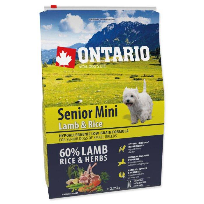 Ontario Sausa barība suņiem Dog Senior Mini Lamb and Rice, 2,25 kg - Image 2
