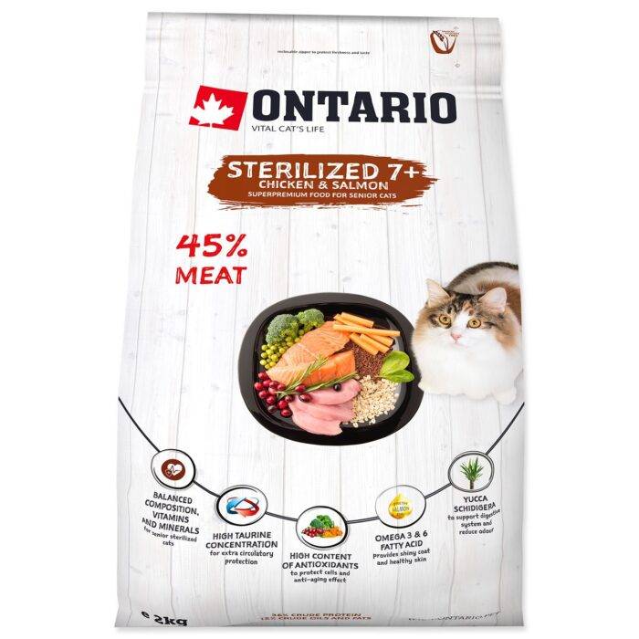 Ontario Sausā barība kaķiem Cat Sterilised 7+, 2 kg - Image 3