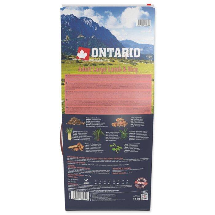 Ontario Sausa barība suņiem Dog Adult Large Lamb, Rice and Turkey, 12 kg - Image 3