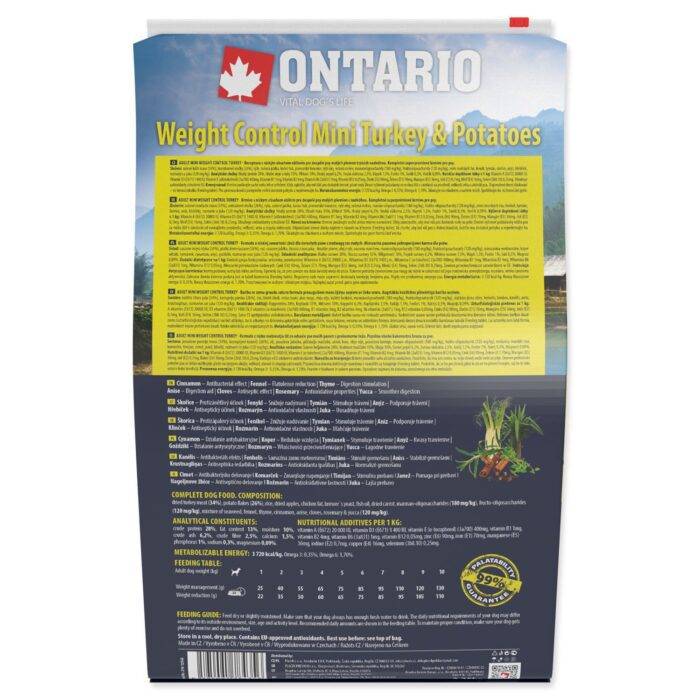 Ontario Sausa barība suņiem Dog Mini Weight Control Turkey & Potatoes, 2,25 kg - Image 3