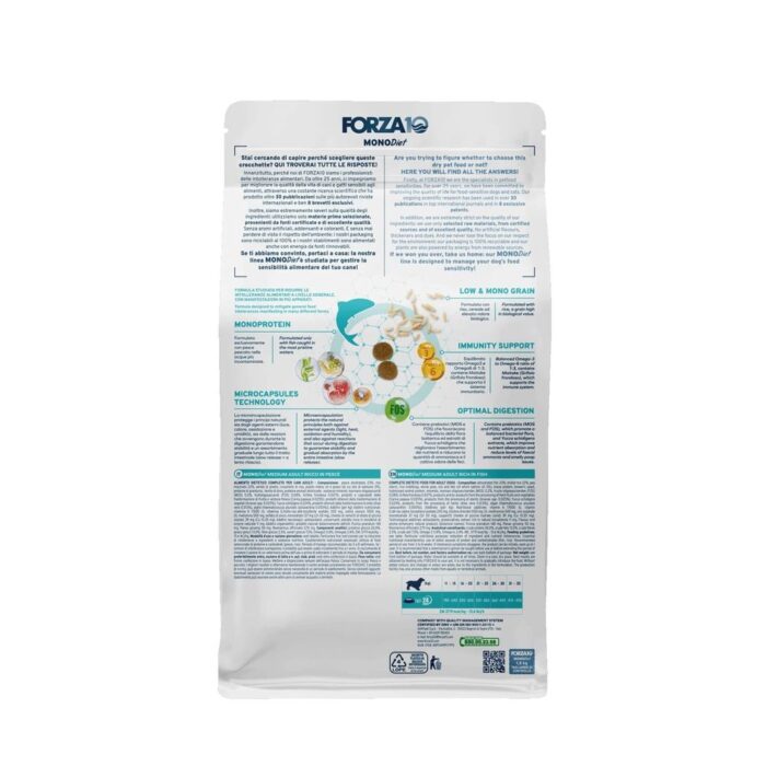 Forza10 Medium Monio Diet sausā barība pieaugušiem vidēja auguma šķirņu suņiem ar zivi, 1.5kg - Image 2