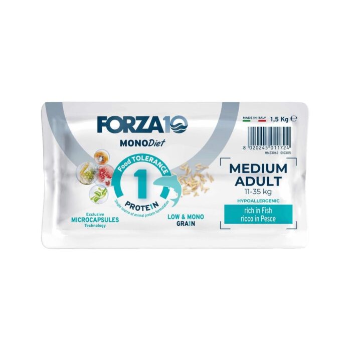 Forza10 Medium Monio Diet sausā barība pieaugušiem vidēja auguma šķirņu suņiem ar zivi, 1.5kg - Image 3