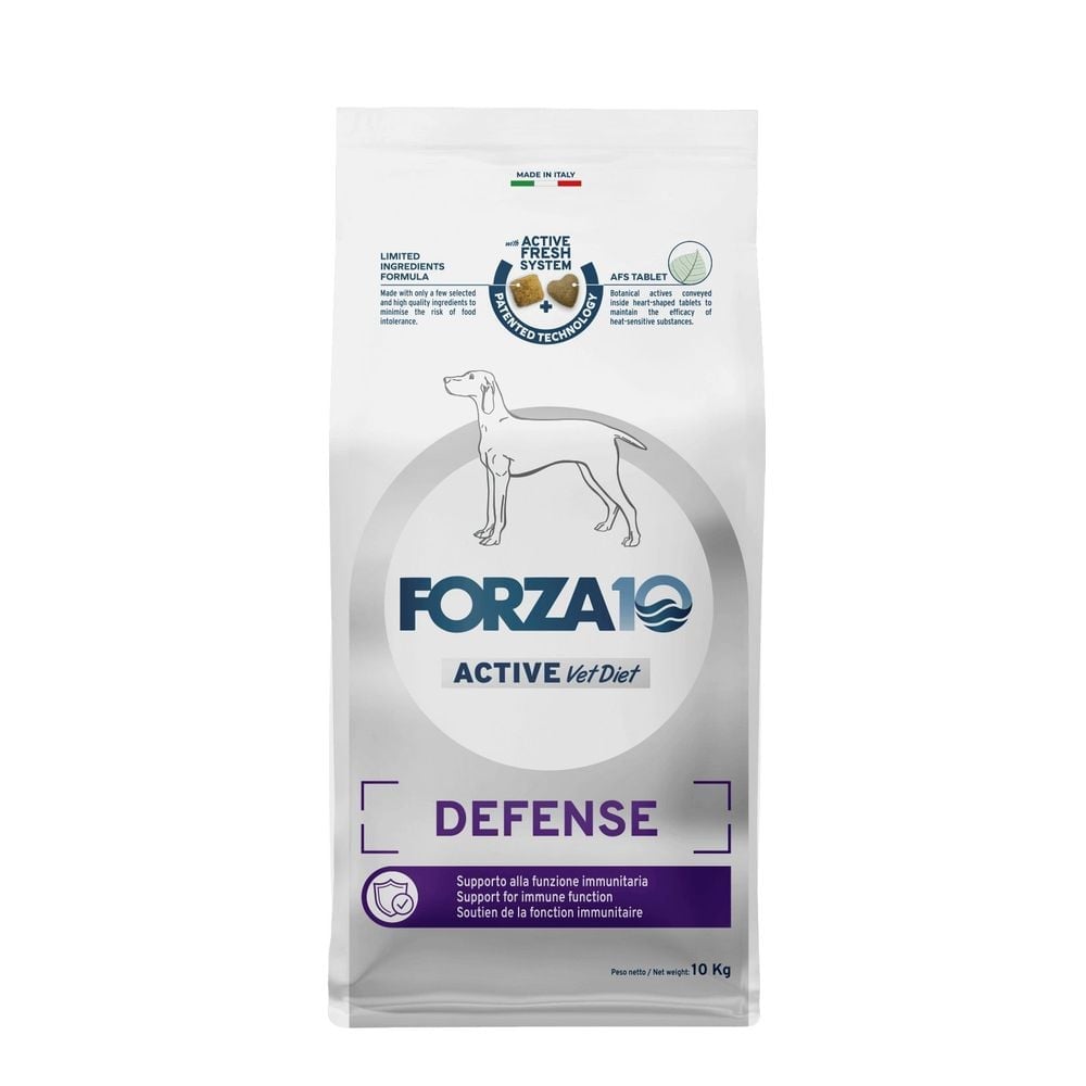 0924010_f10active-defense-10kg_front Forza10 Defense Active sausā veterinārā diētiskā barība suņiem ar jutīgu gremošanu un barības nepanesību ar zivīm un rīsiem, 10 kg - Image 1
