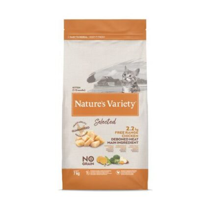 Nature's Variety Cat Selected Kitten Free Range Chicken 7Kg - sausā barība ar brīvi turētu vistu kaķēniem