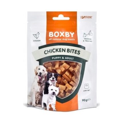 Boxby Chicken Bites 90 g - кусочки для щенков и взрослых собак (100% курица)