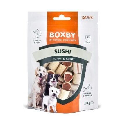 Boxby Original Sushi For Dogs 100 g - Suši Kucēniem Un Pieaugušiem Suņiem (Vista Un Zivis)