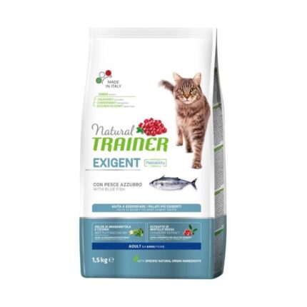 Natural Trainer Cat Exigenatural Trainer Adult With Blue Fish 1,5 kg - Pilnvērtīga Sausā Barība Ar Lufāru Pieaugušiem Kaķiem, 1.5 kg