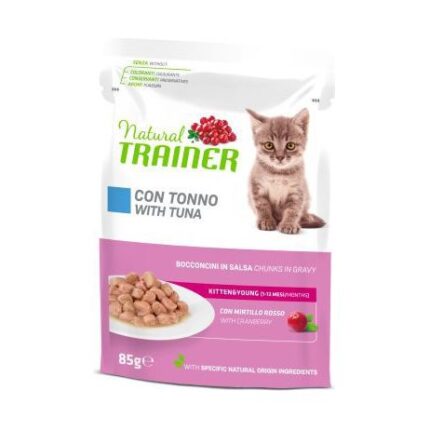 Natural Trainer Cat KITTEN&YOUNG TUNA BUSTA 85G - pilnvērtīga un sabalansēta barība, konservi ar tunci, KAĶĒNIEM & JUNIORIEM (1–12mēneši) (12gb)
