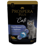 Prospera Plus Cat Pouch Sterilized 1+ Mix mitrā barība kastrētiem kaķiem ar lasi, liellopu gaļu, vistu un tunci, 12x 85 g - Image 2