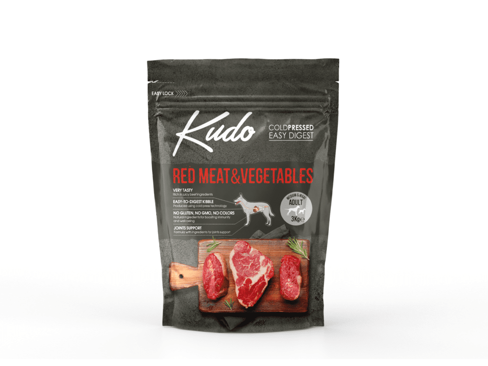 kudo-red-meat-medium-maxi-adult-3-kg Kudo Red Meat&Vegetables Medium Maxi Adult sausā suņu barība 3 kg - Image 1